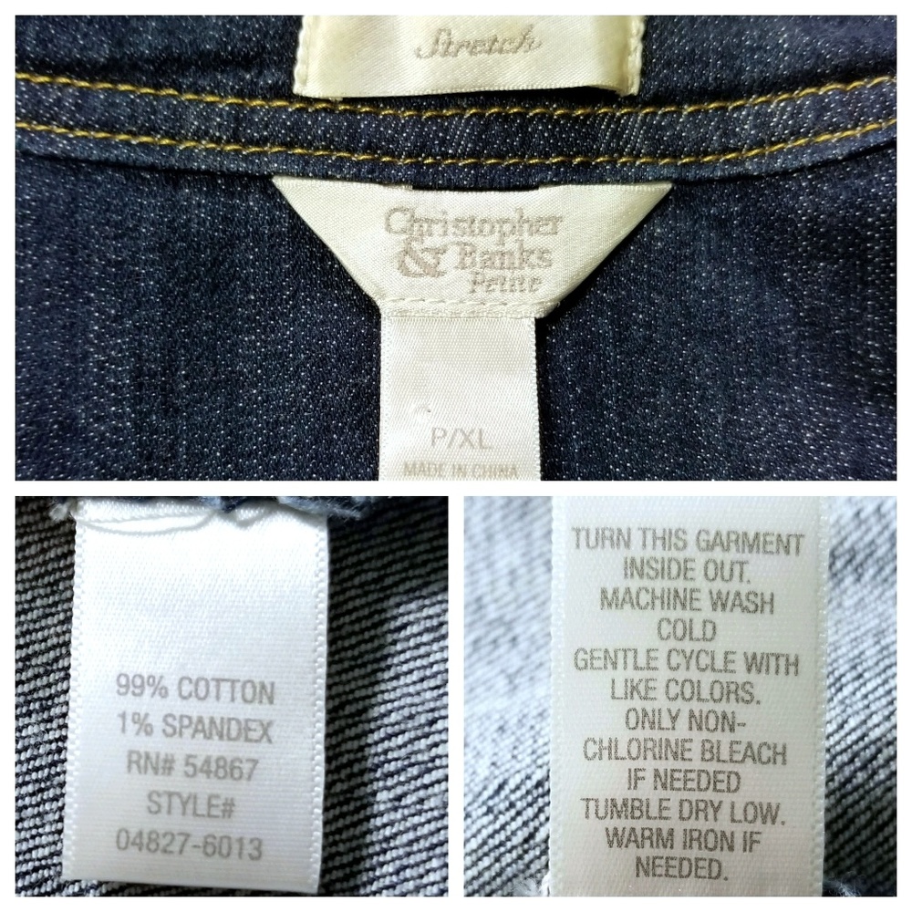 🍎HP🍎CHRISTOPHER & BANKS MOTO DENIM JACKET P/XL - Picture 6 of 8